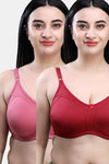 Maroon Clothing Double Layered Non Wired Full Coverage T-Shirt Bra (Pack of 2) - Multicolor — thumbnail 1